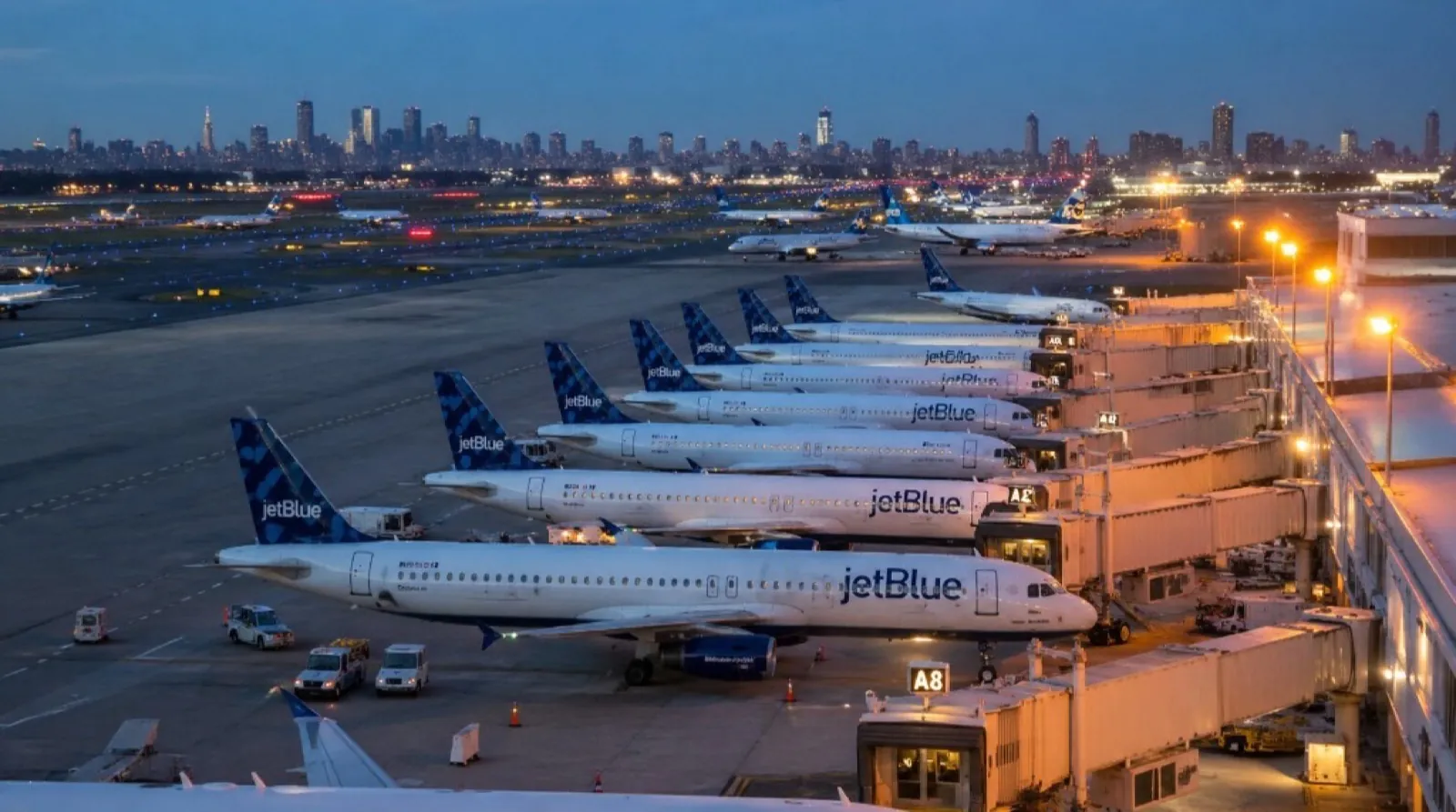 Airline fleet parked at gates, used as AeroBrain network context photography.